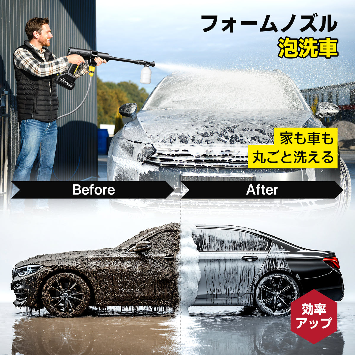 Aiegouer コードレス高圧洗浄機 充電式｜水道不要・マキタ18Vバッテリー互換