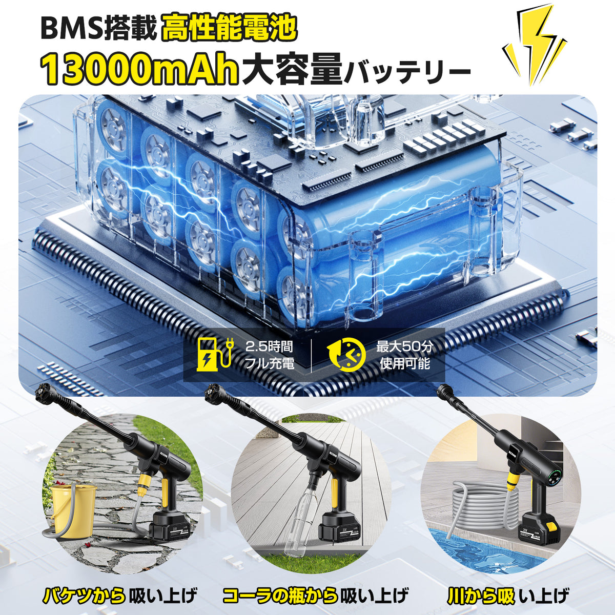 Aiegouer コードレス高圧洗浄機 充電式｜水道不要・マキタ18Vバッテリー互換